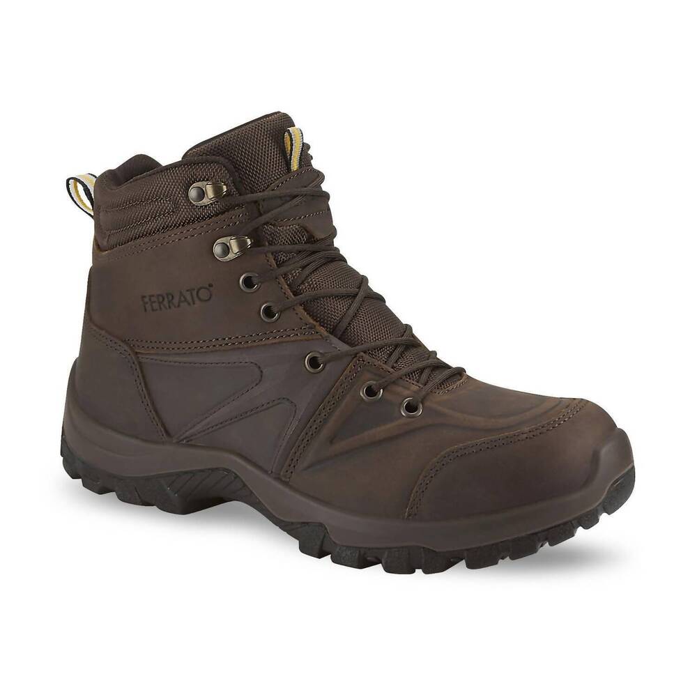 NEW FERRATO men's outdoor leather boots in dark brown